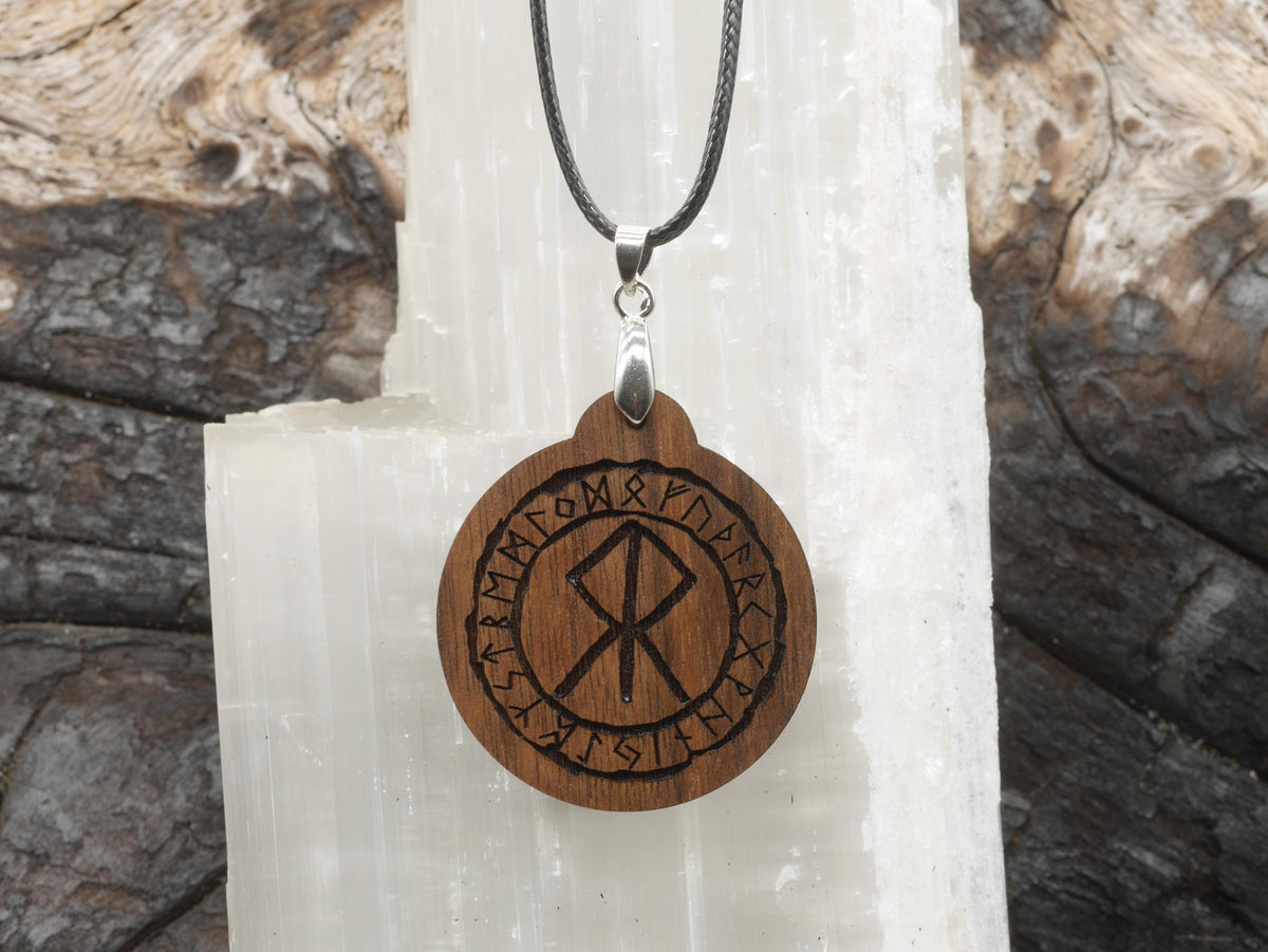 Walnut Courage Bind Rune Pendant – Norse Pagan Witch Necklace