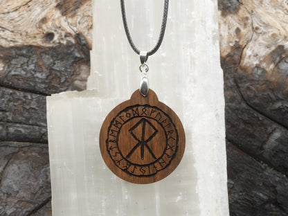 Walnut Courage Bind Rune Pendant – Norse Pagan Witch Necklace