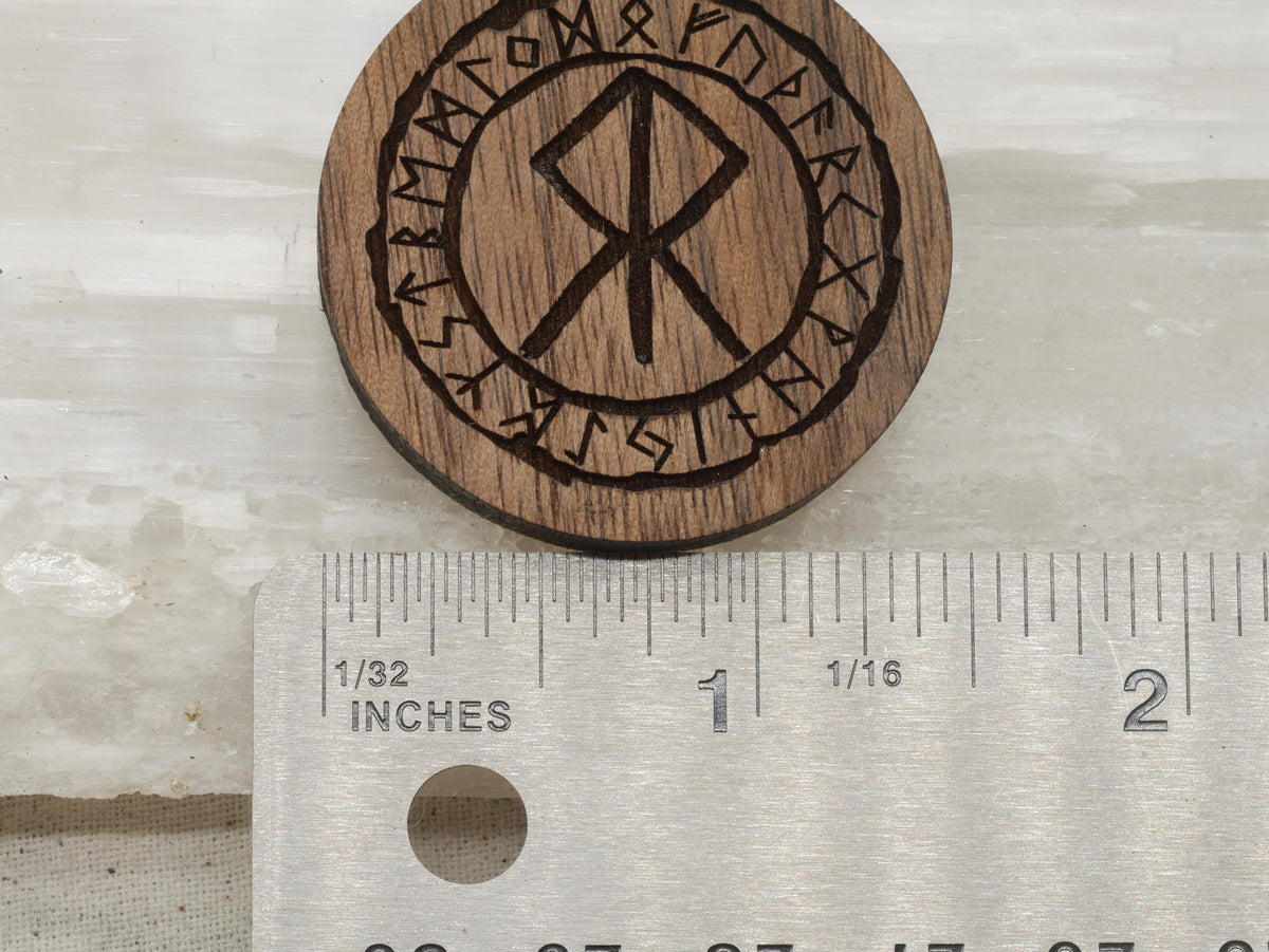 Walnut Courage Bind Rune Pendant – Norse Pagan Witch Necklace