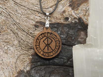 Walnut Courage Bind Rune Pendant – Norse Pagan Witch Necklace