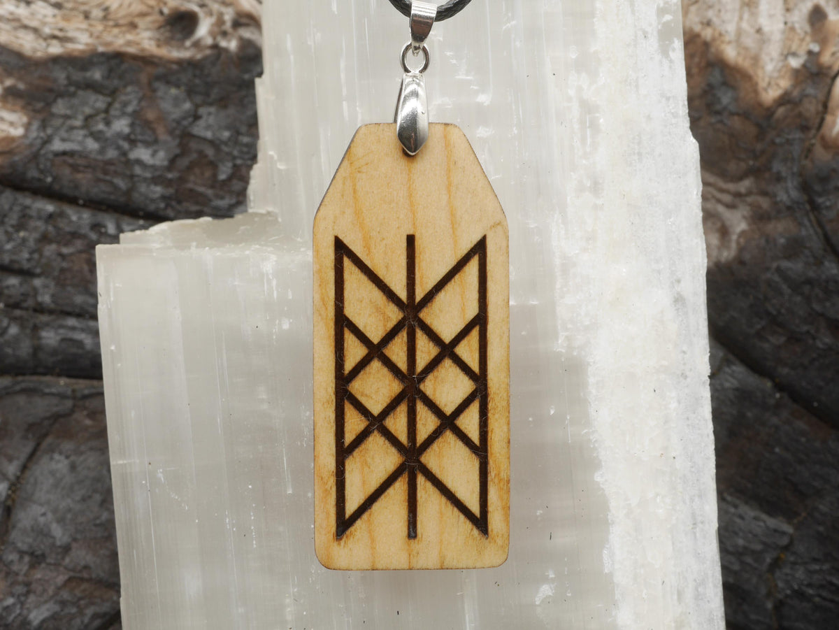 Web of Wyrd Cherry Wood Pendant: Pagan Witchy Necklace