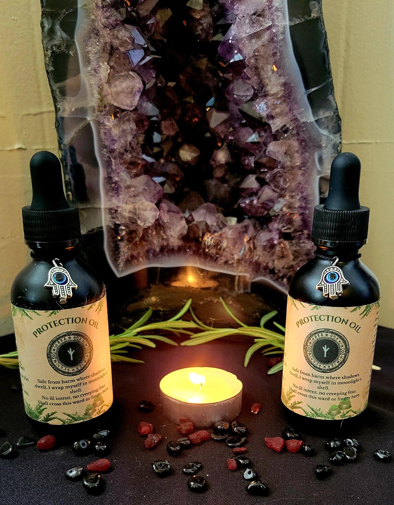 Energetic Protection Oil – Luxe Anointing Blend for Warding &amp; Ritual Use | Botanical + Crystal Infusion