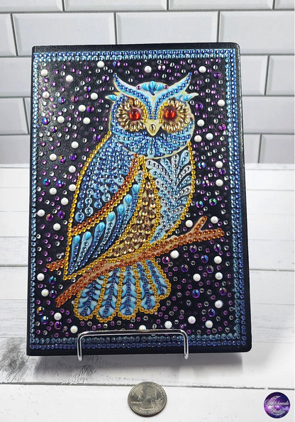 Peeking Owl Notebook, Journal, Grimoire, Diary, Unlined Journal, Gift for her, Gift for teen, Blinged Journal, Owl Theme, J20