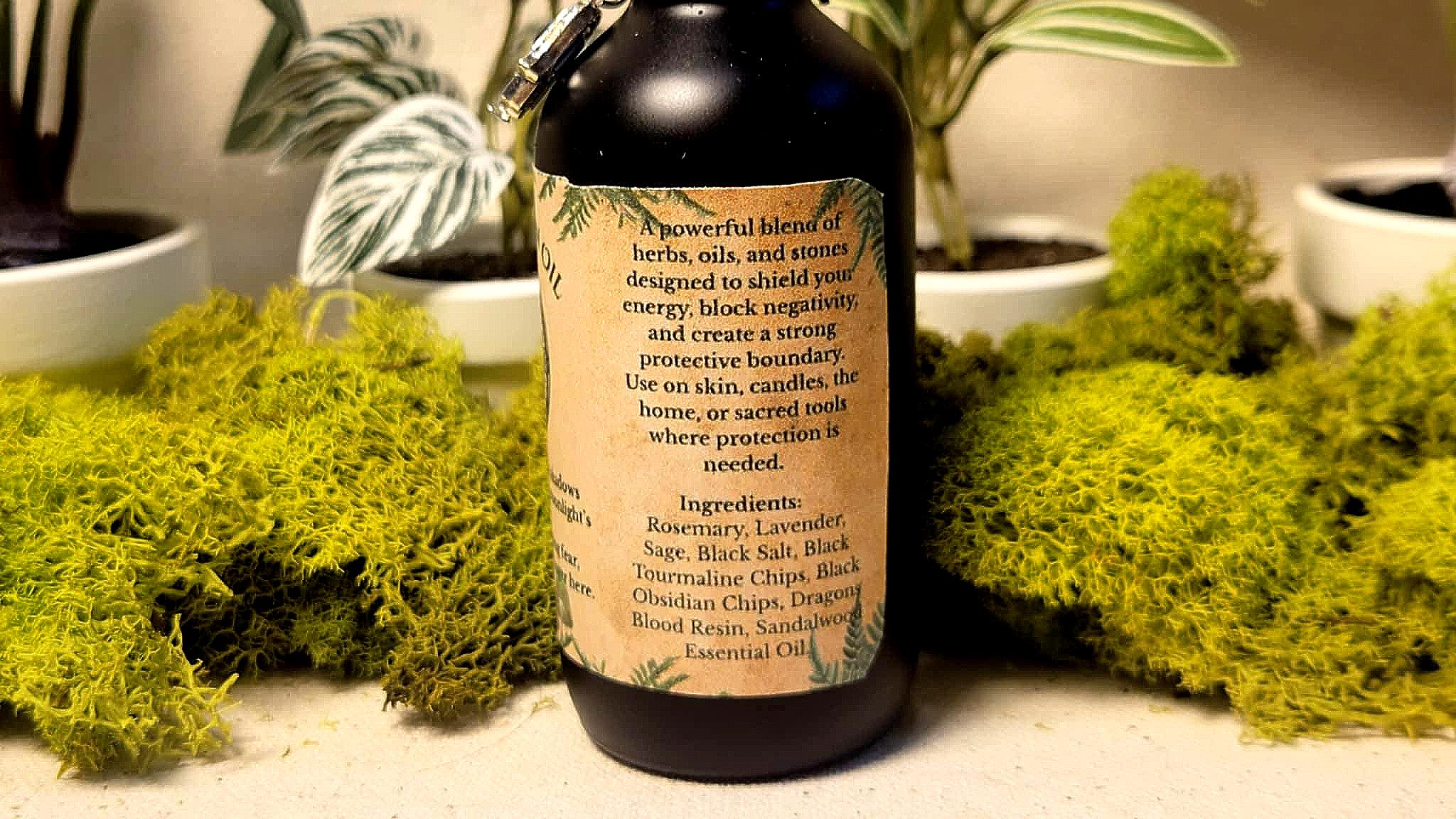 Energetic Protection Oil – Luxe Anointing Blend for Warding &amp; Ritual Use | Botanical + Crystal Infusion