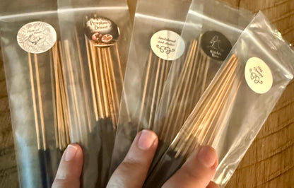Handmade Incense Sticks: Earthy, Woodsy, Hippie, Floral, Ritual.