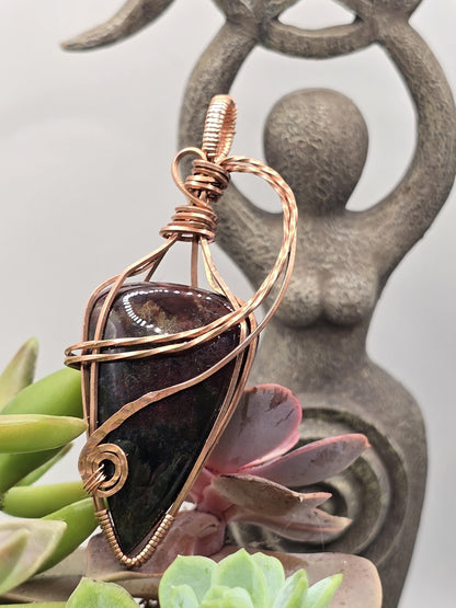 Hand-crafted Wire Wrapped Dragon Blood Jasper Crystal Pendant