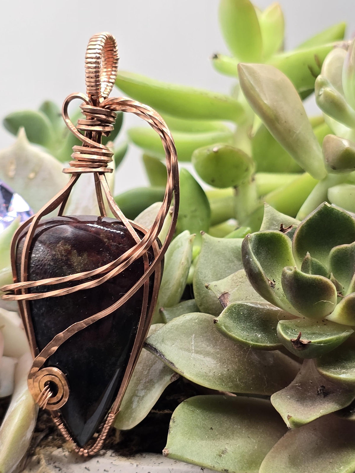 Hand-crafted Wire Wrapped Dragon Blood Jasper Crystal Pendant
