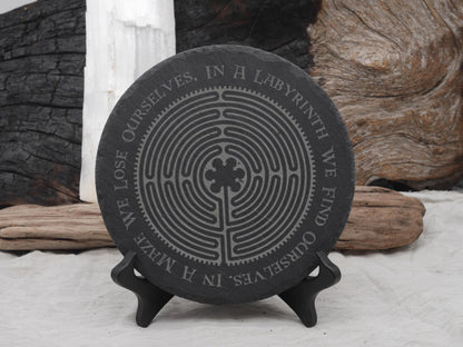 Chartres Labyrinth Slate Altar Tray: Engraved Meditation Plate