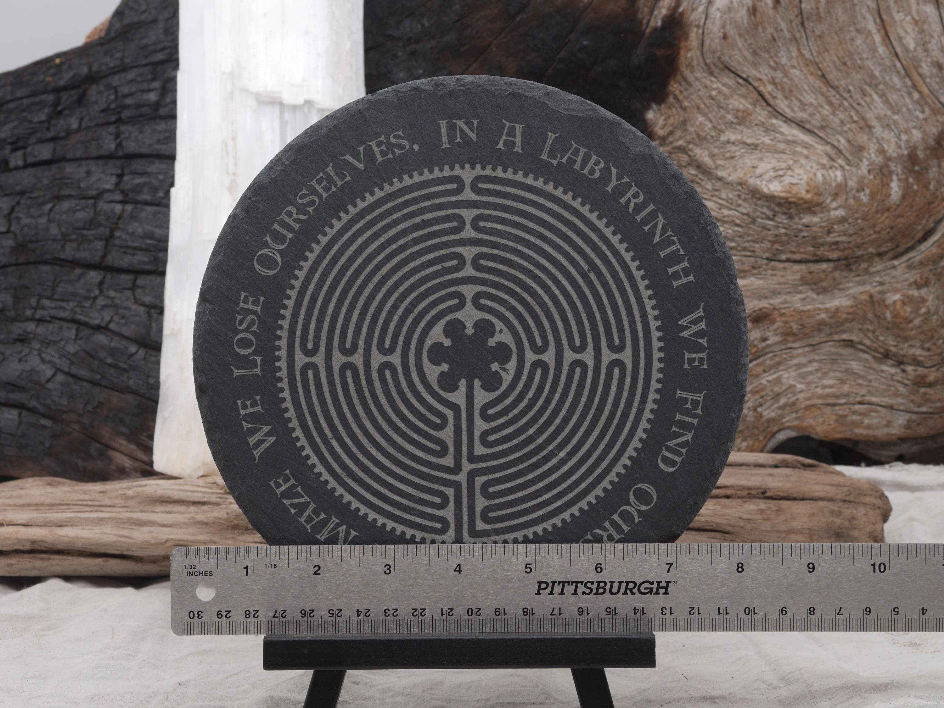 Chartres Labyrinth Slate Altar Tray: Engraved Meditation Plate