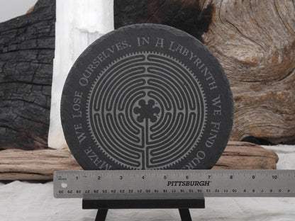 Chartres Labyrinth Slate Altar Tray: Engraved Meditation Plate