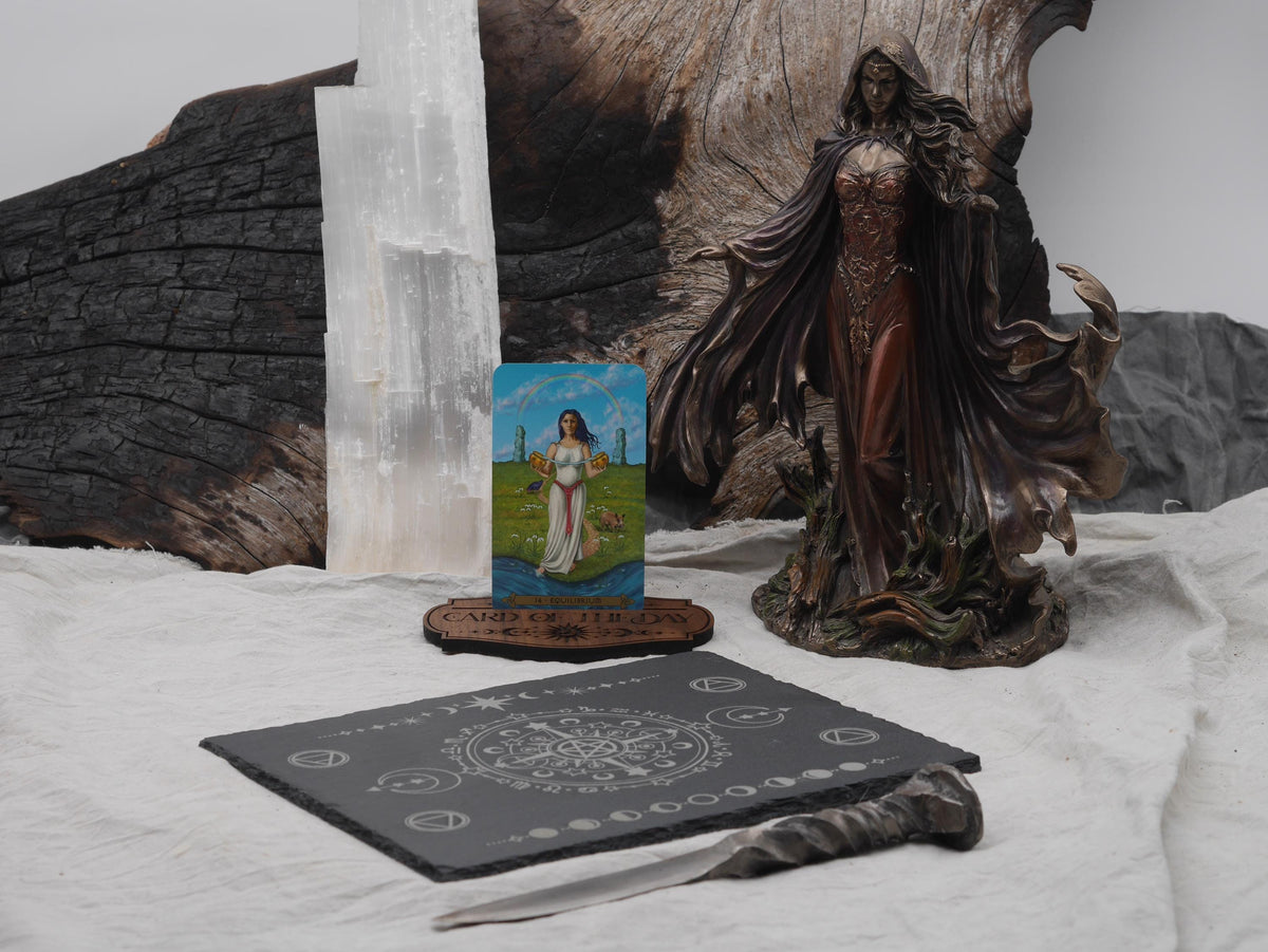 Engraved Slate Altar Tray: Sacred Symbols, Alchemy, Astrology