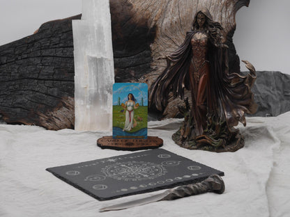 Engraved Slate Altar Tray: Sacred Symbols, Alchemy, Astrology