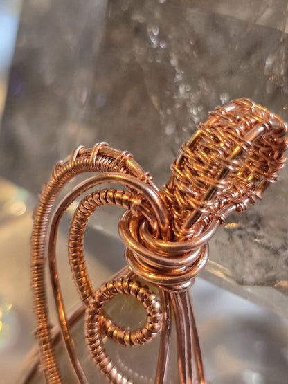 Hand-crafted Wire Wrapped Golden Rutilated Quartz Crystal Pendant