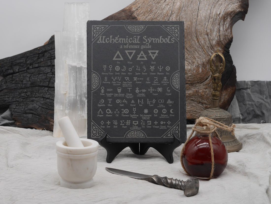 Engraved Alchemical Elements Slate Tablet: Pagan Altar Tray