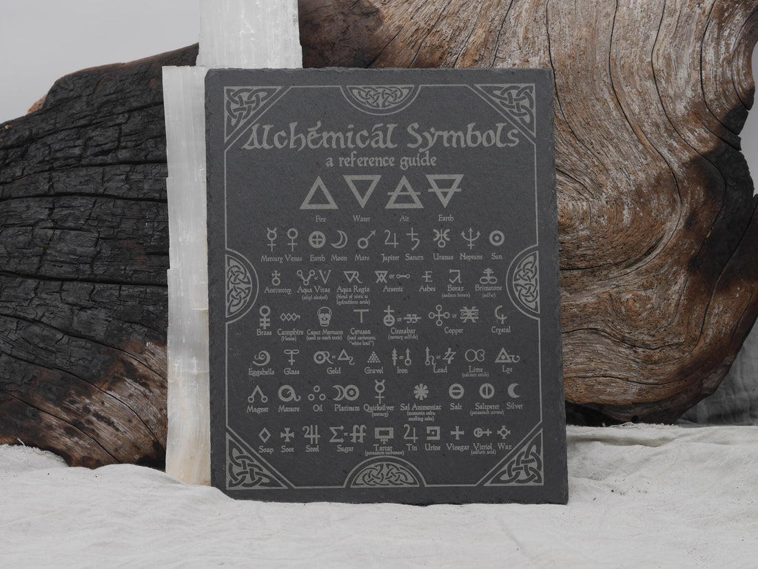Engraved Alchemical Elements Slate Tablet: Pagan Altar Tray