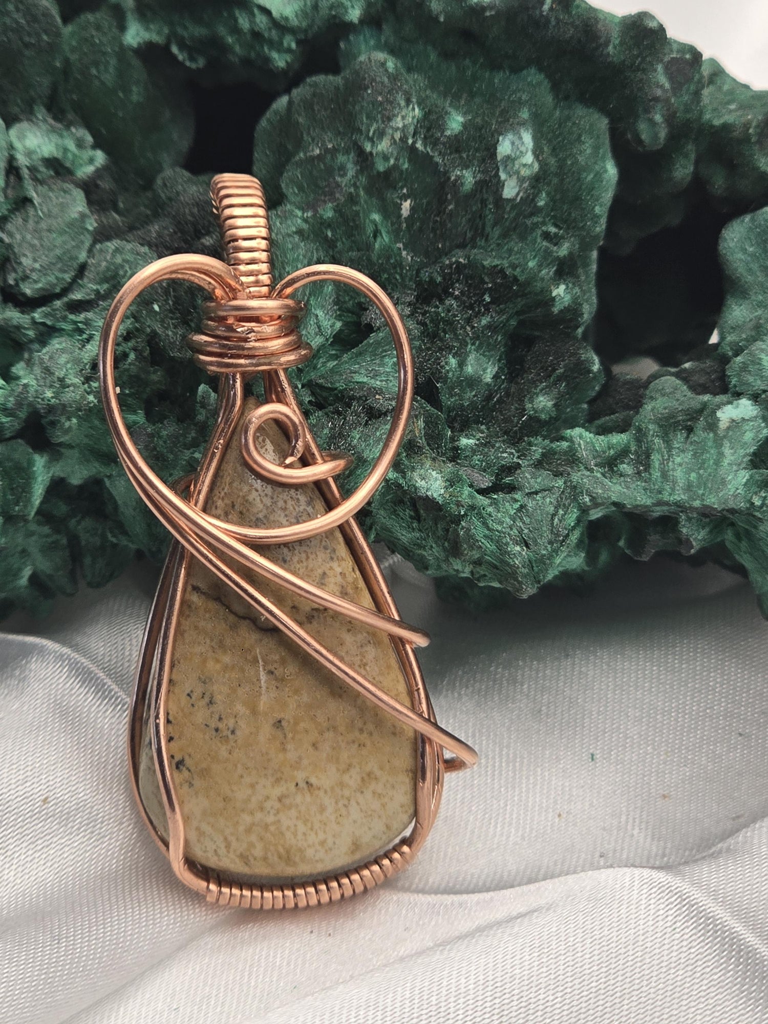 Hand-crafted Wire Wrapped Picture Jasper Crystal Pendant