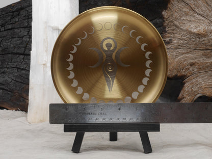 Triple Goddess Altar Tray: Gold &amp; Silver Moon Phases Plate