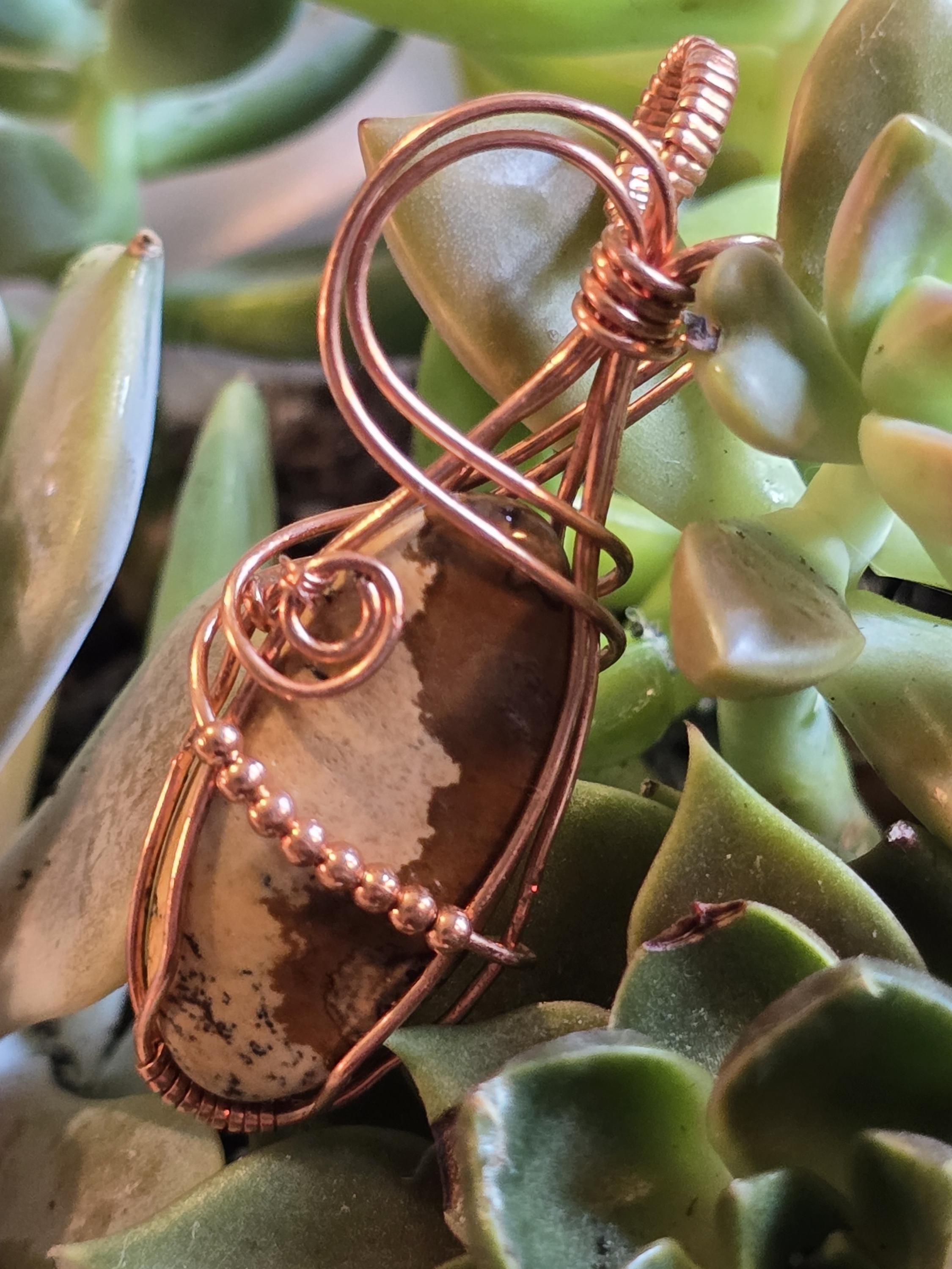 Hand-crafted Wire Wrapped Picture Jasper Crystal Pendant