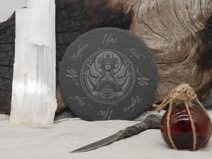 Hecate / Hekate Pendulum Board on Natural Slate Tray - Divination - Triple Goddess - Altar Piece