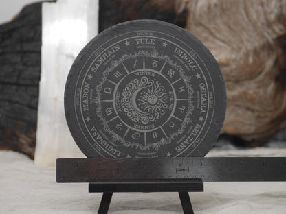 Engraved Slate Wheel of the Year: Pagan Altar Tray - Wiccan Sabbats