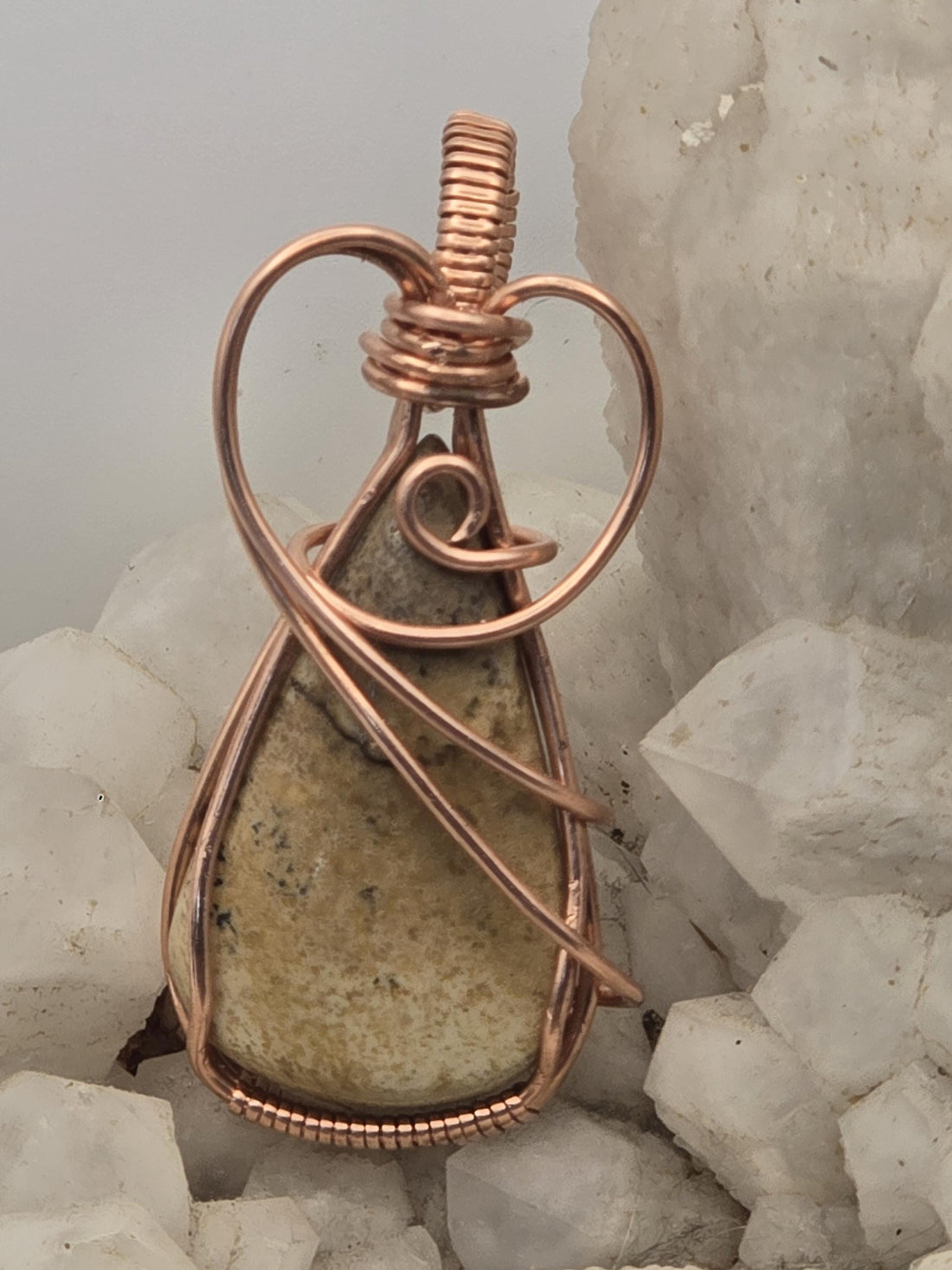 Hand-crafted Wire Wrapped Picture Jasper Crystal Pendant