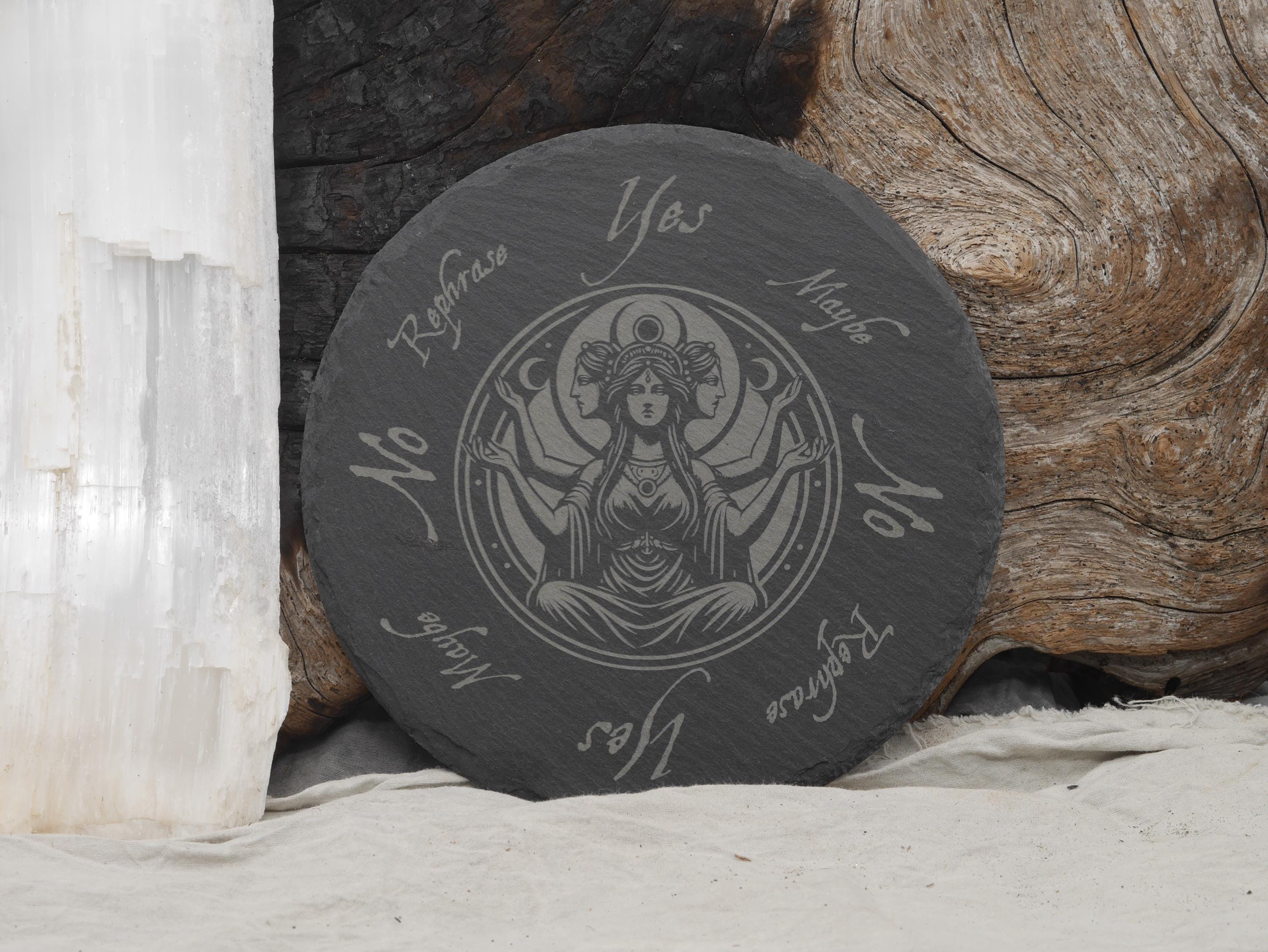 Hecate / Hekate Pendulum Board on Natural Slate Tray - Divination - Triple Goddess - Altar Piece