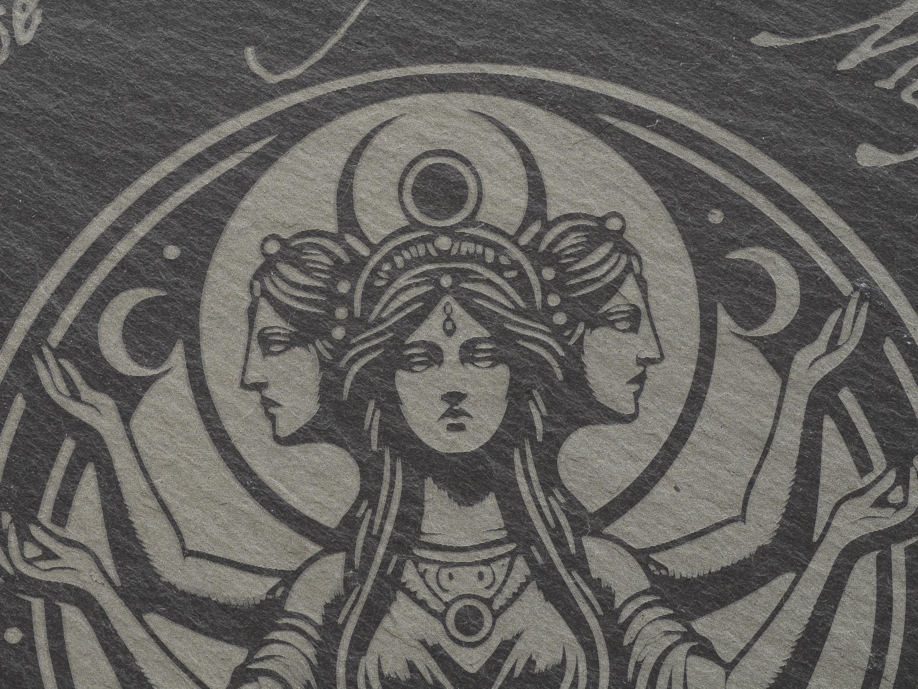 Hecate / Hekate Pendulum Board on Natural Slate Tray - Divination - Triple Goddess - Altar Piece