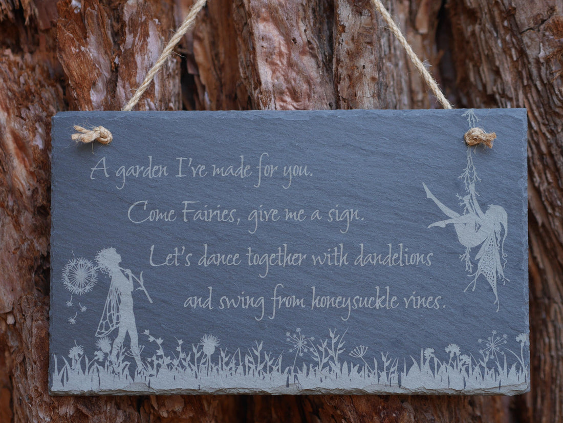 Whimsical Garden Fairy Sign - Wall Decor - Cottage Core - Outdoor Safe