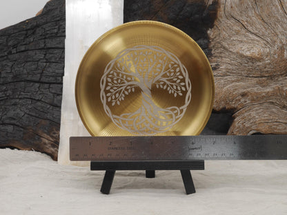Gold Tone Tree of Life Altar Tray: Engraved Yggdrasil Stainless Steel