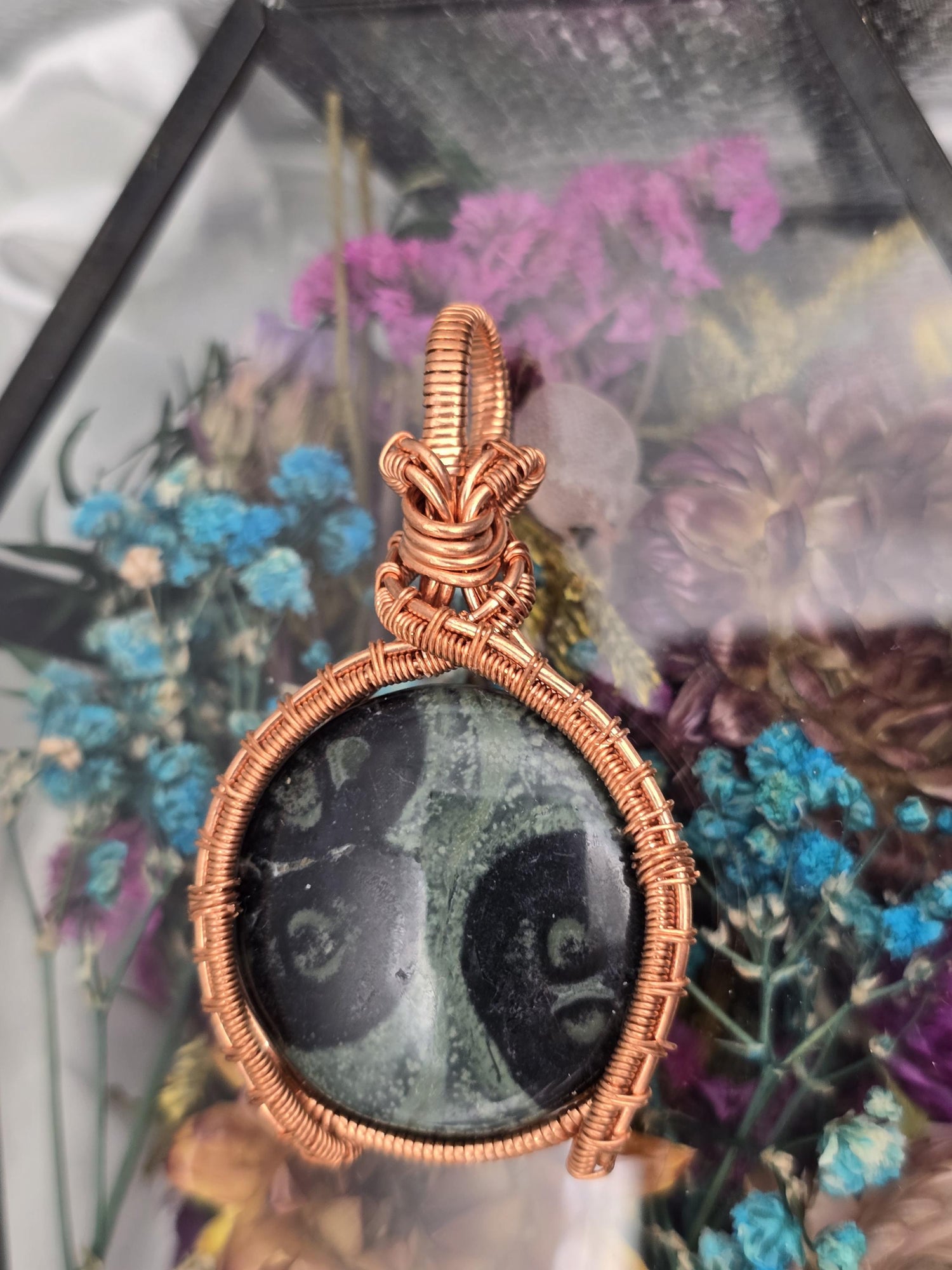 Hand-crafted Wire Wrapped Kambaba Jasper Crystal Pendant