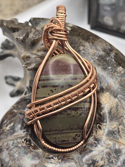 Hand-crafted Wire Wrapped Australian Imperial Jasper Crystal Pendant