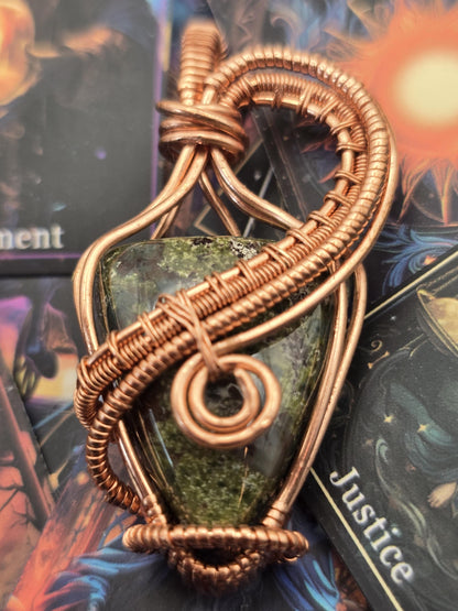Hand-crafted Wire Wrapped Dragon Blood Jasper Crystal Pendant