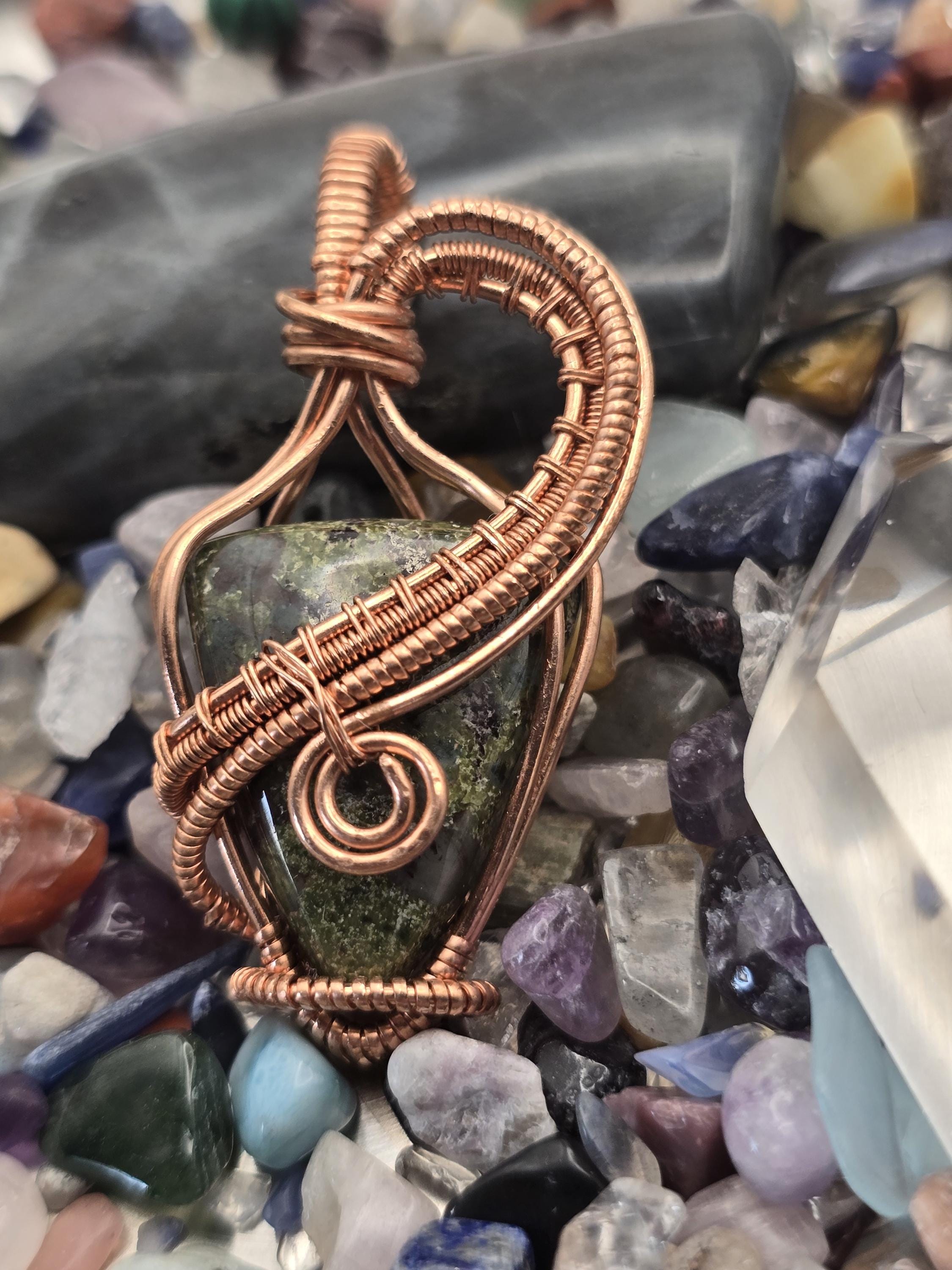 Hand-crafted Wire Wrapped Dragon Blood Jasper Crystal Pendant