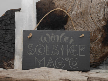 Winter Solstice Magic Slate Wall Sign - Pagan Yule Decor