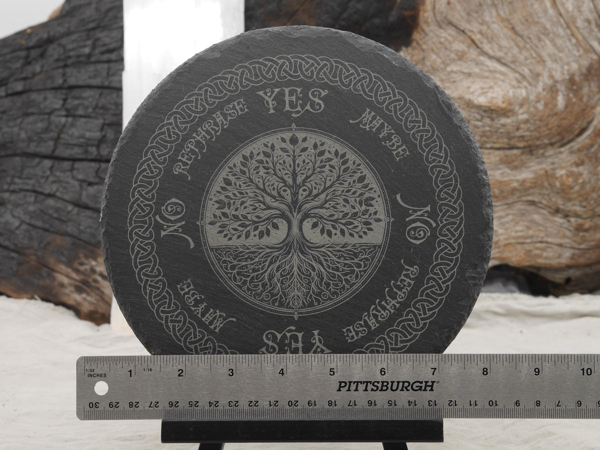 Bohemian Celtic Tree of Life Pendulum Board on Natural Slate - Yggdrasill -Divination - Altar Piece