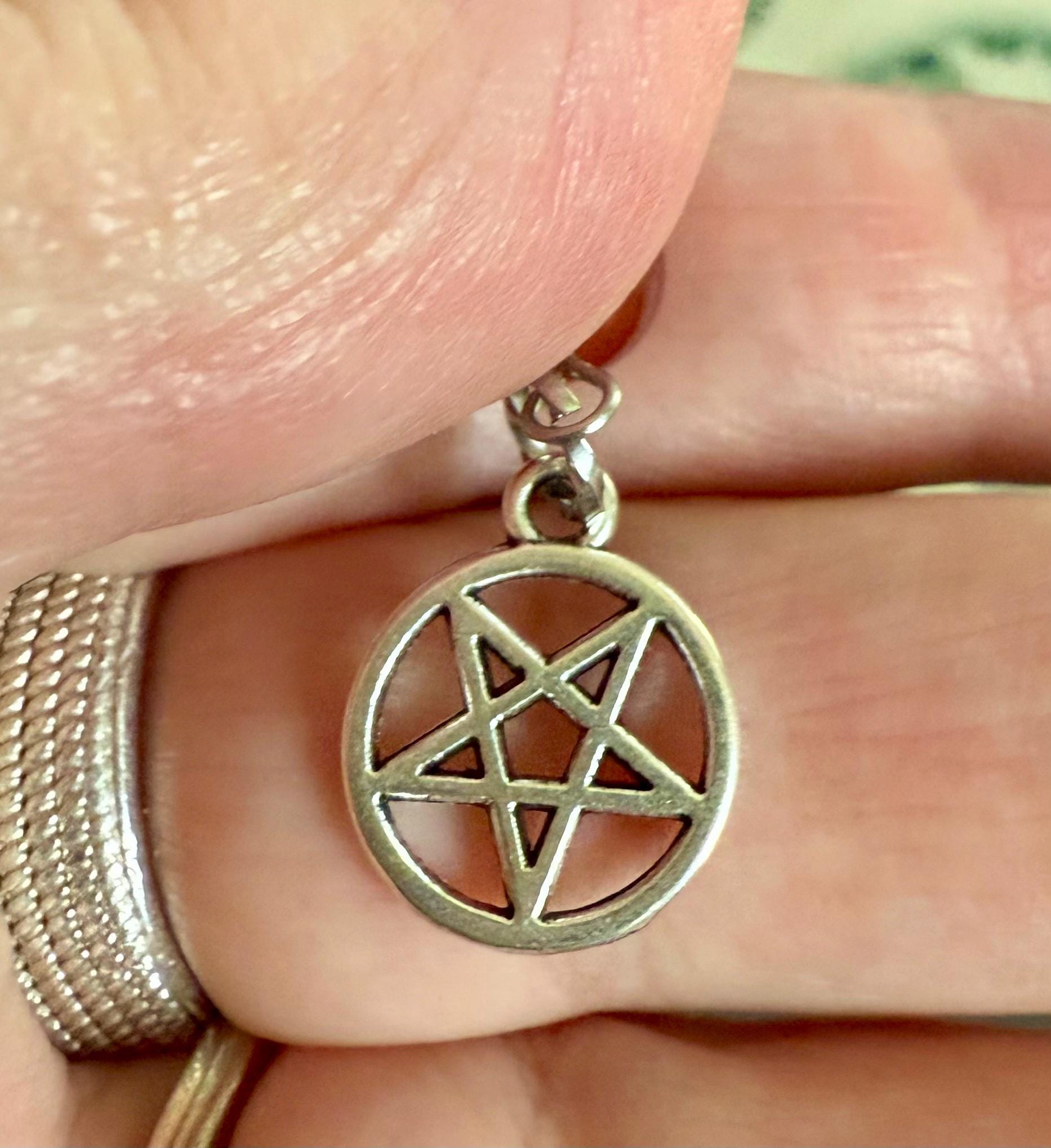 Inverted Pentagram Satanic Symbol Earrings with Carnelian Gemstone.