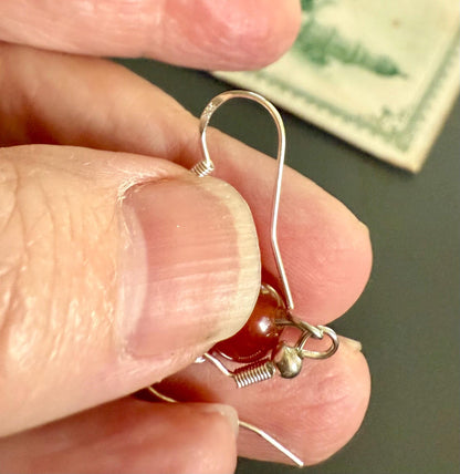 Inverted Pentagram Satanic Symbol Earrings with Carnelian Gemstone.