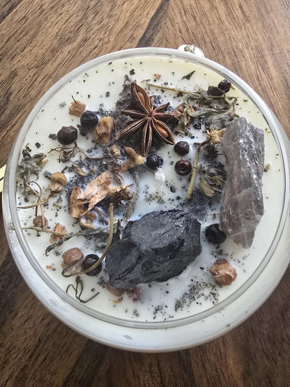 Protection Spell Candle- Obsidian &amp; Herb Blend — Banishing • Warding • Energetic Shield