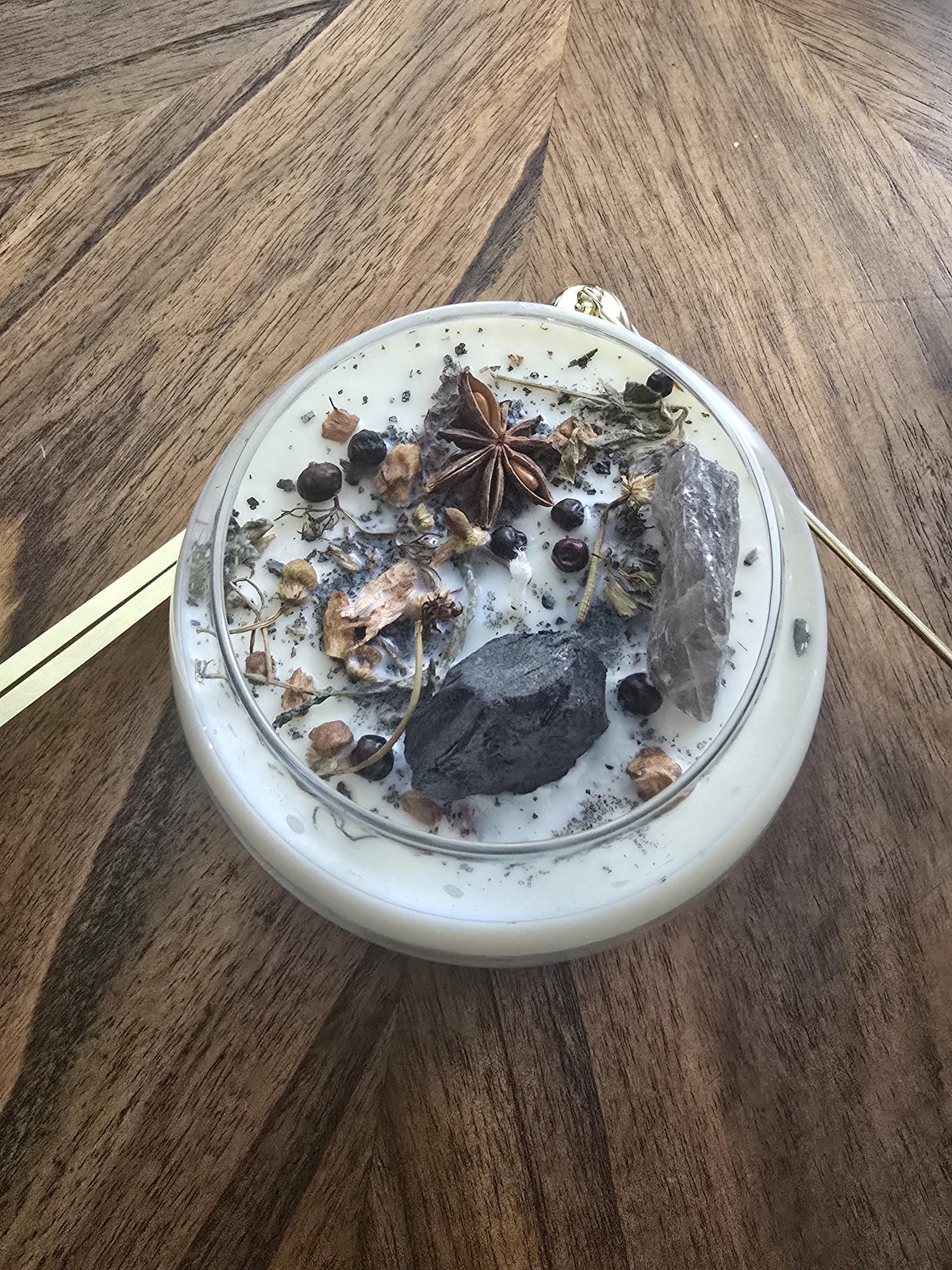 Protection Spell Candle- Obsidian &amp; Herb Blend — Banishing • Warding • Energetic Shield