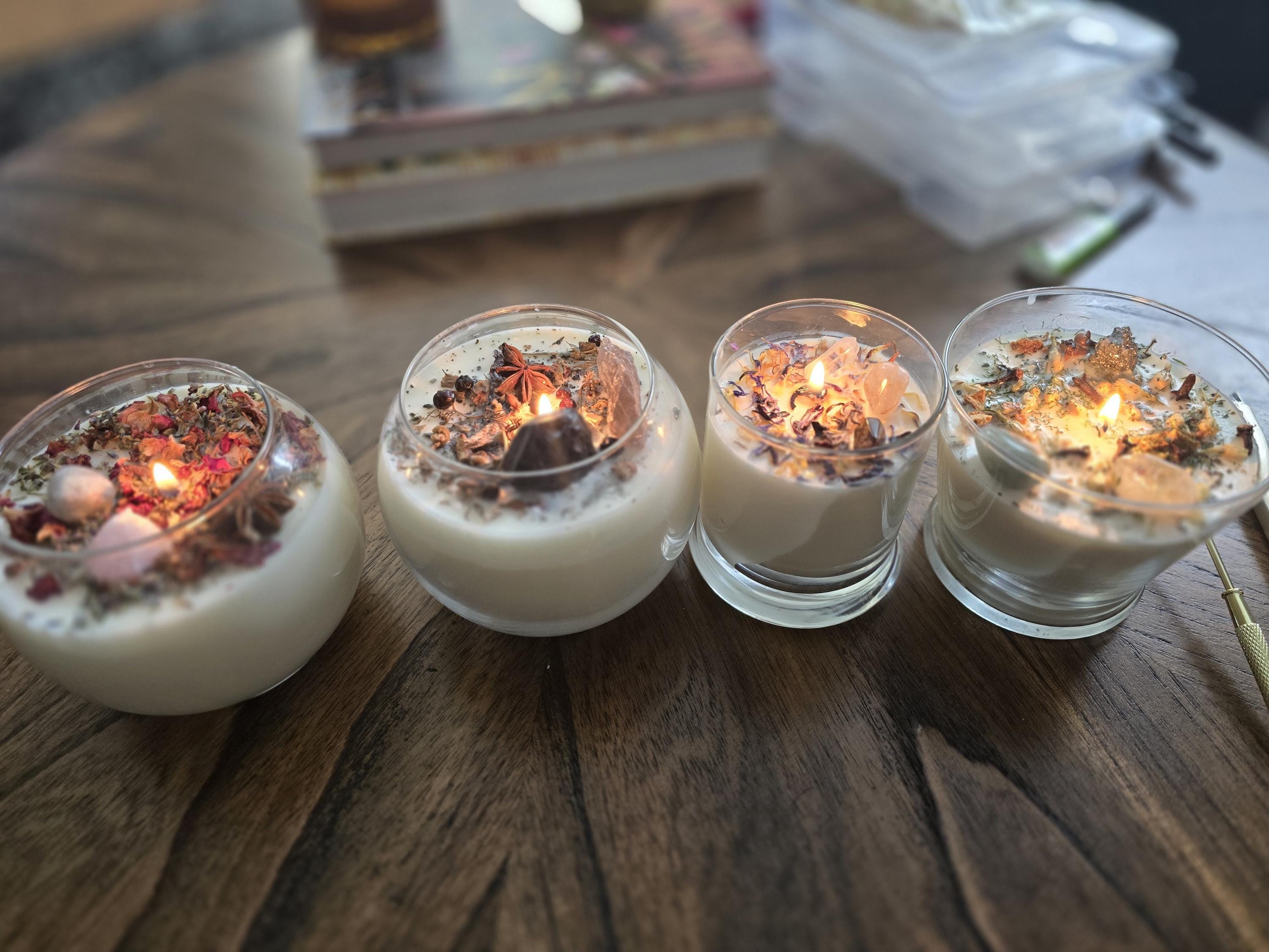 Self Love Crystal Candle – Rose Quartz and Citrine and Pink Tourmaline