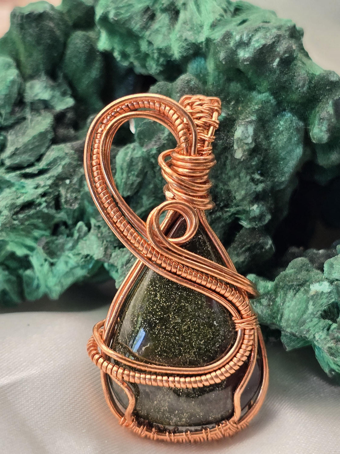 Hand-crafted Wire Wrapped Dragon Blood Jasper Crystal Pendant