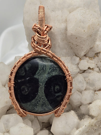 Hand-crafted Wire Wrapped Kambaba Jasper Crystal Pendant