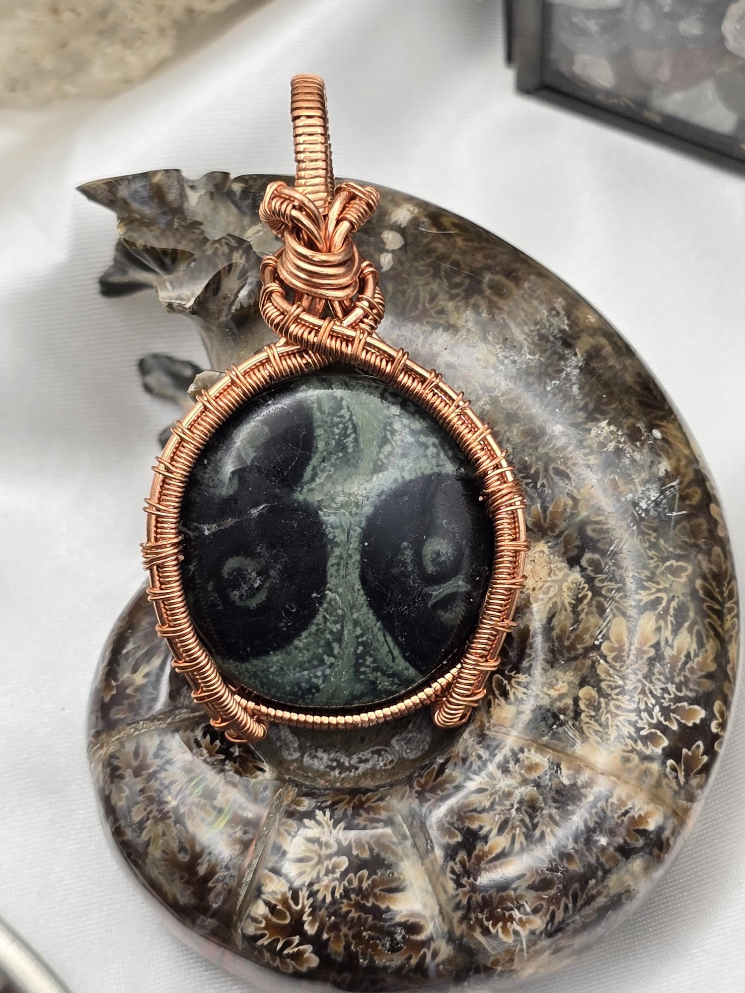 Hand-crafted Wire Wrapped Kambaba Jasper Crystal Pendant