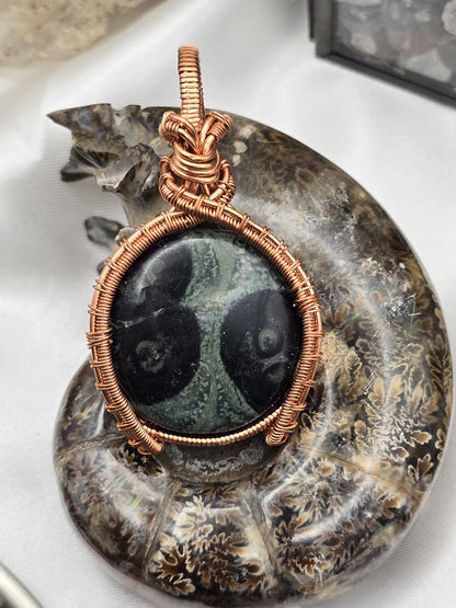 Hand-crafted Wire Wrapped Kambaba Jasper Crystal Pendant