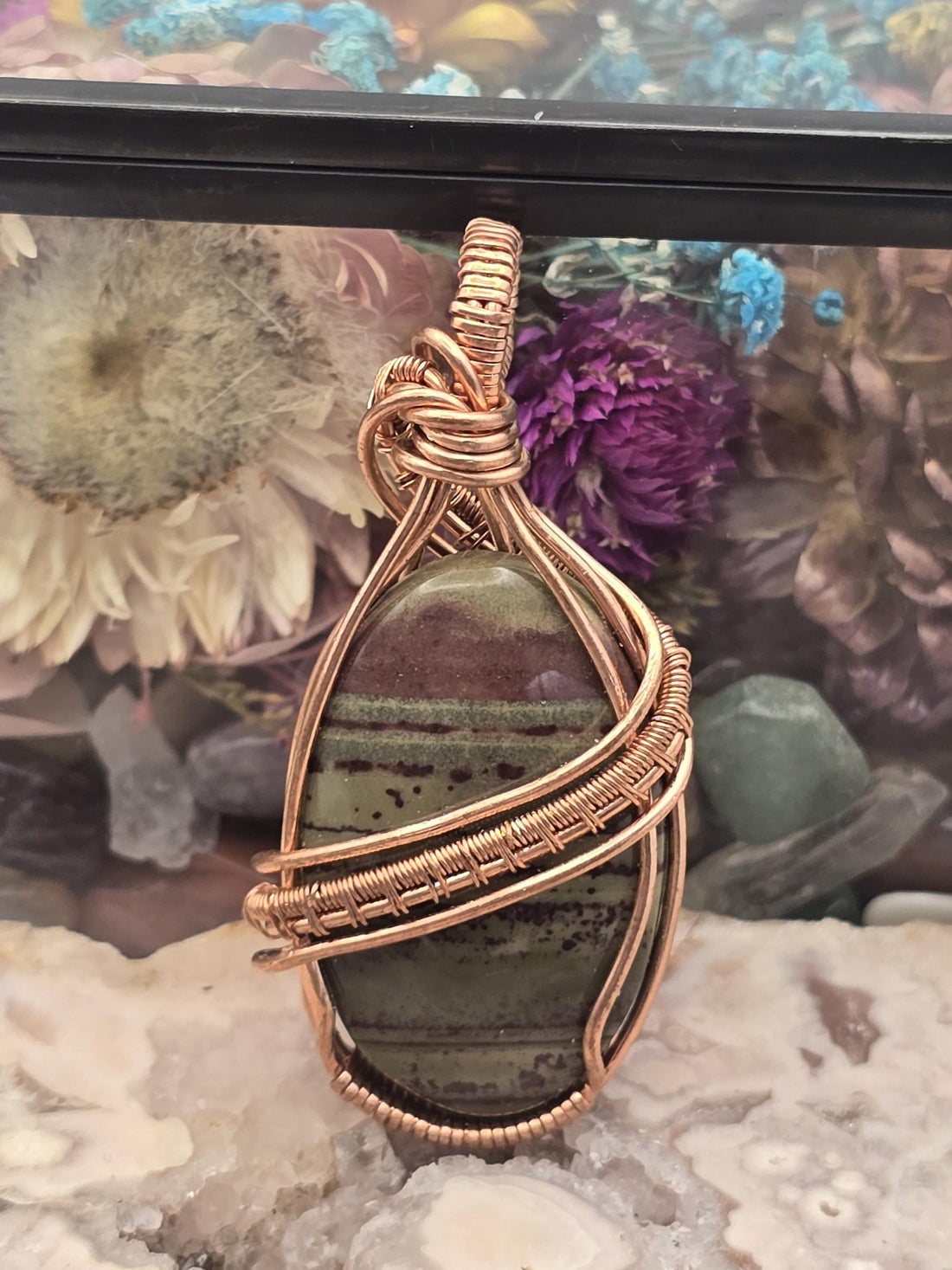 Hand-crafted Wire Wrapped Australian Imperial Jasper Crystal Pendant