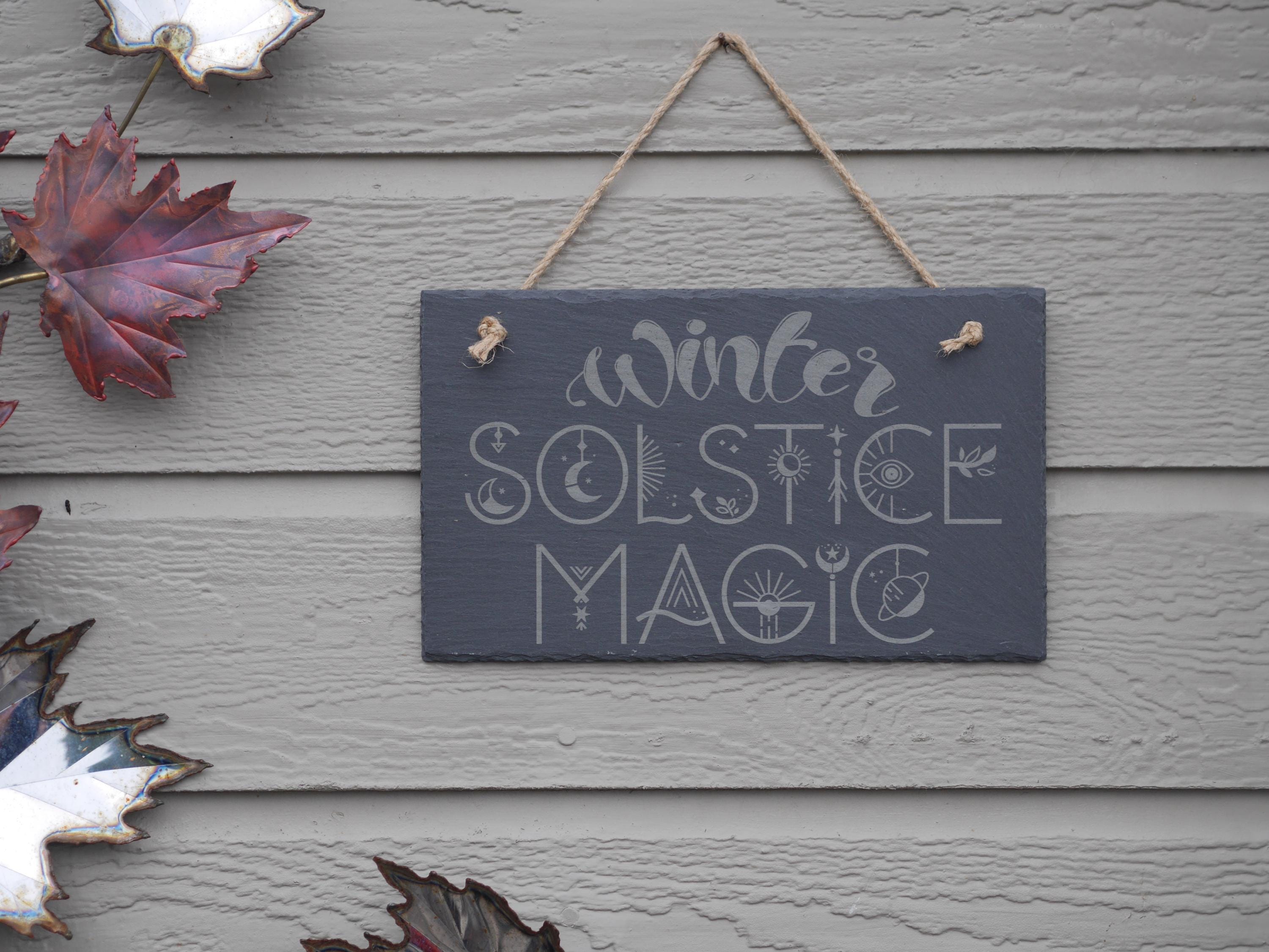 Winter Solstice Magic Slate Wall Sign - Pagan Yule Decor