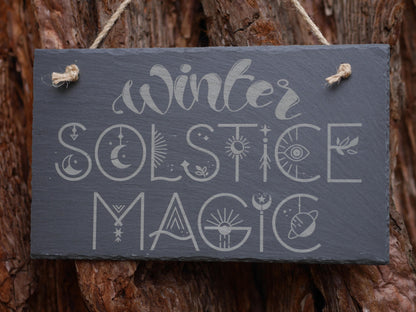 Winter Solstice Magic Slate Wall Sign - Pagan Yule Decor