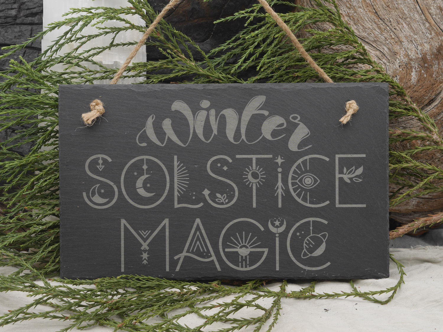 Winter Solstice Magic Slate Wall Sign - Pagan Yule Decor