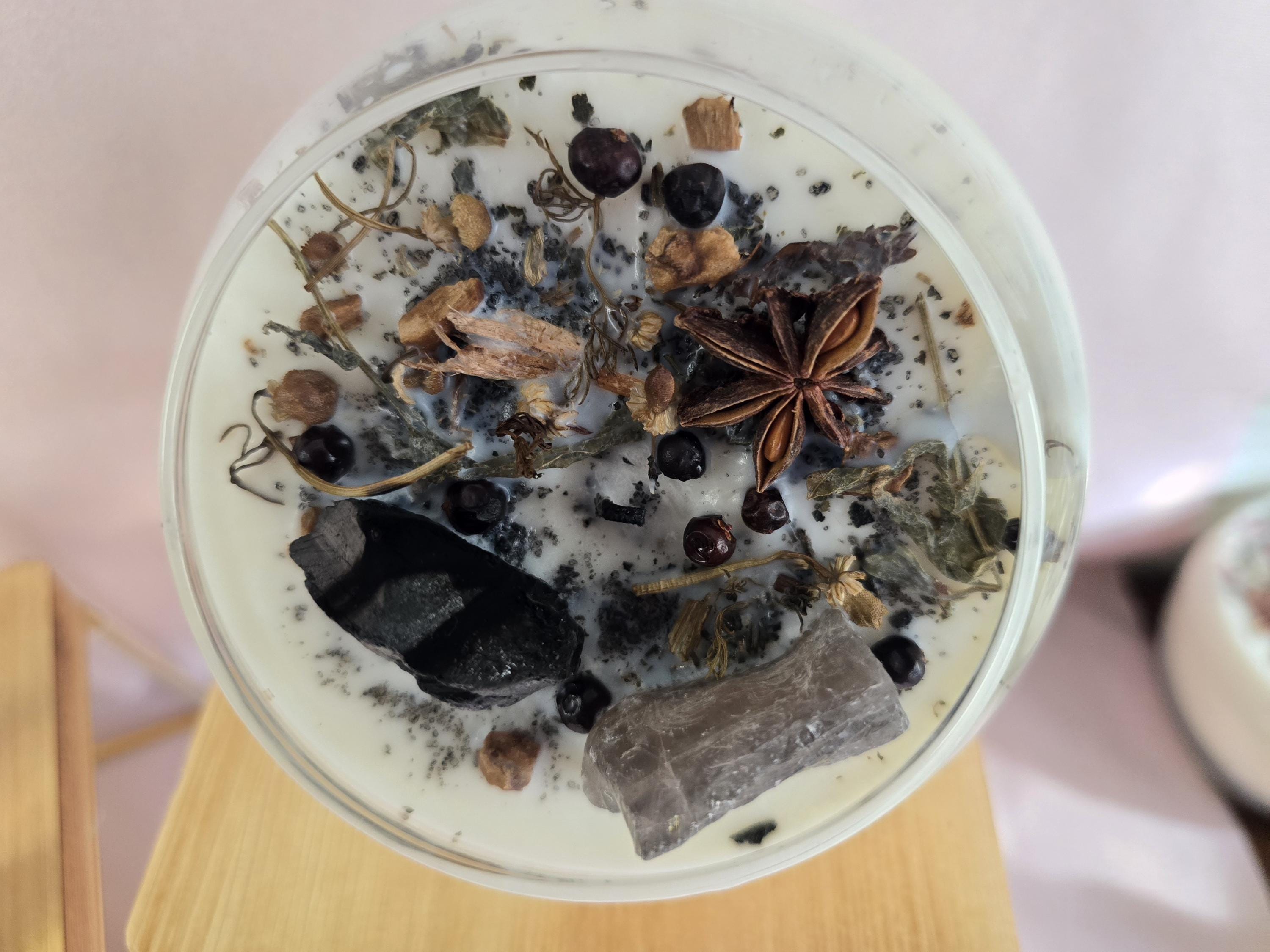 Protection Spell Candle- Obsidian &amp; Herb Blend — Banishing • Warding • Energetic Shield