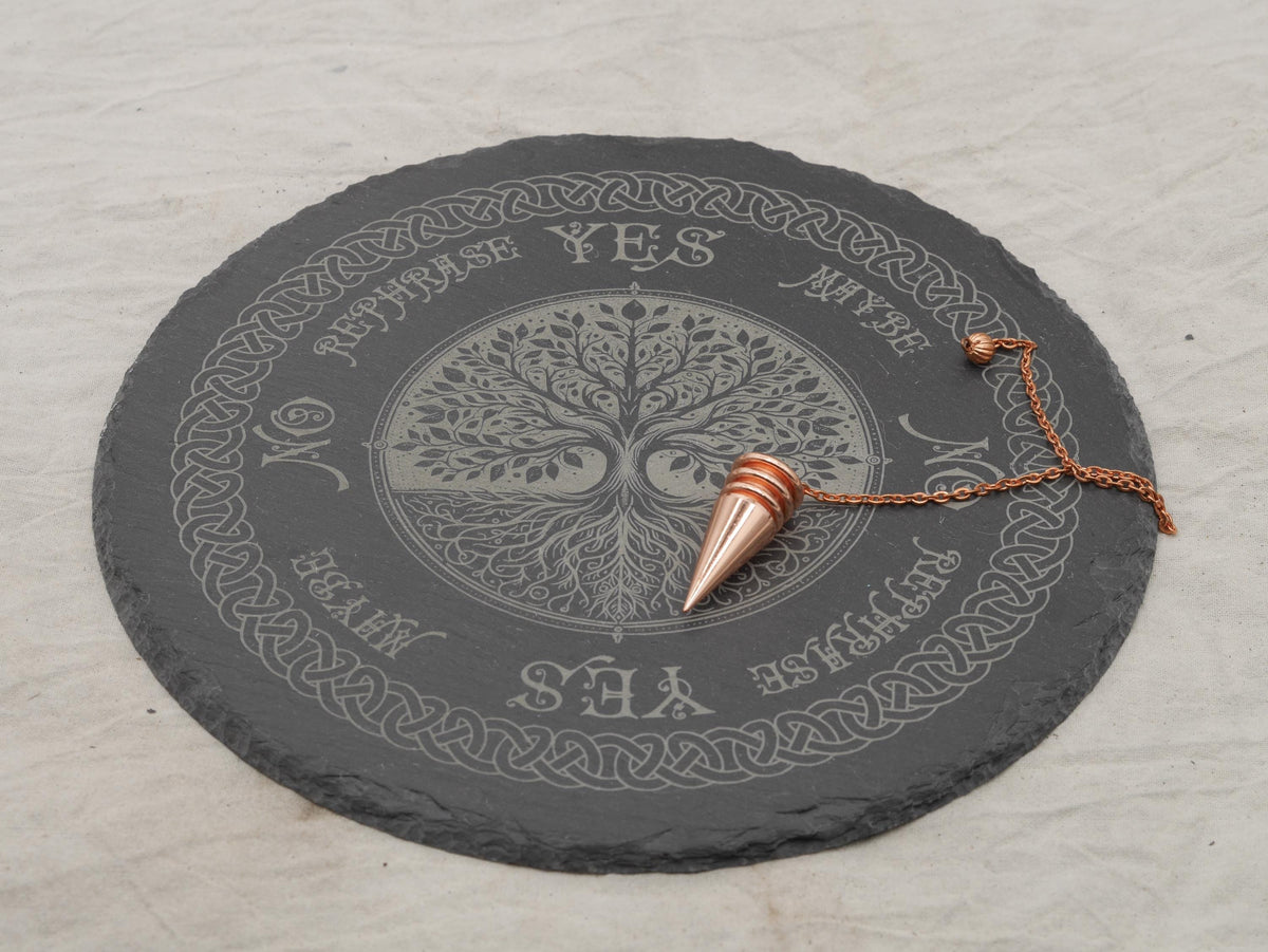 Bohemian Celtic Tree of Life Pendulum Board on Natural Slate - Yggdrasill -Divination - Altar Piece